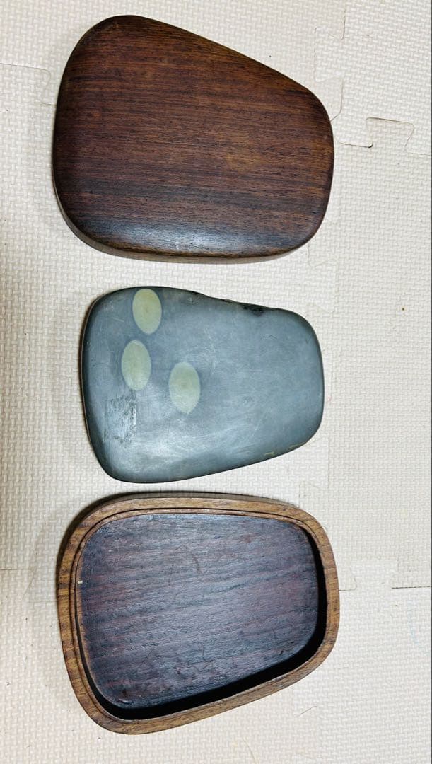 [貴重珍品] 中国　古美術　文房具　清時代　端溪 硯書　紫檀共箱