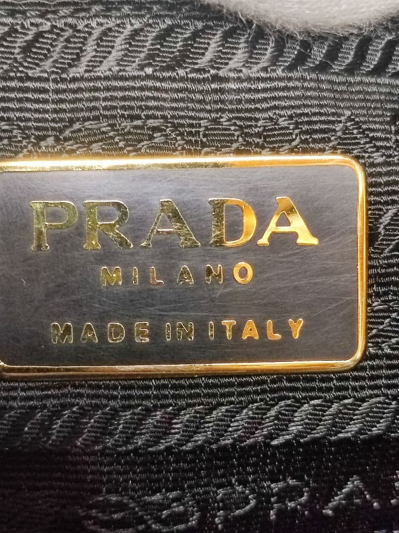 美品 PRADA Tessuto Catena ブラックハンドバッグ