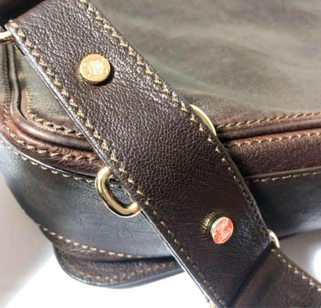 抹茶【美品】CELINE セリーヌ レザー ショルダーバッグ