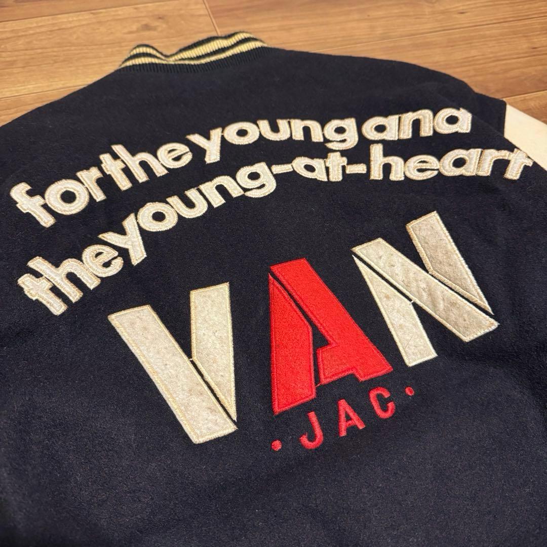 80s 当時物 VAN 袖革 スタジャン ブラック　レザー