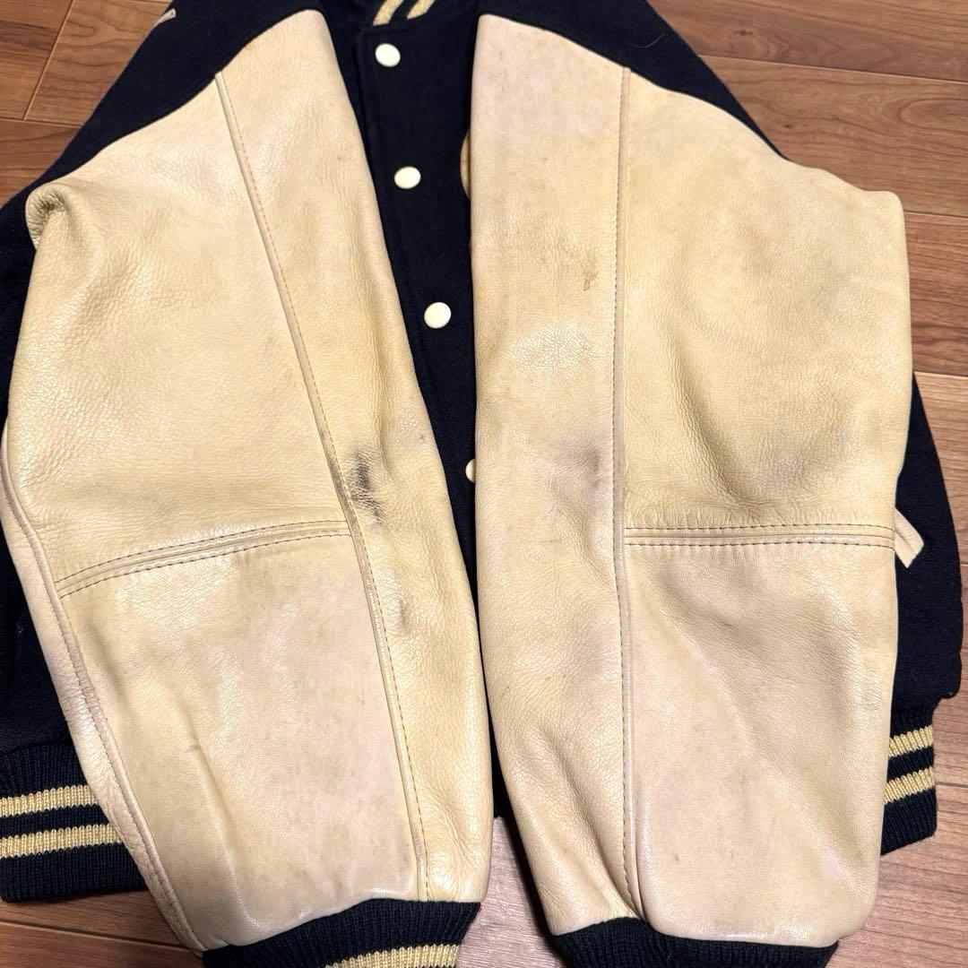 80s 当時物 VAN 袖革 スタジャン ブラック　レザー