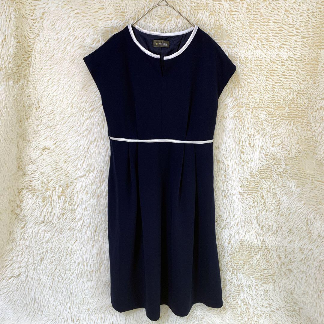 新品★ミルクティー　セットアップ　ネイビー　授乳ワンピース　フォーマル　M