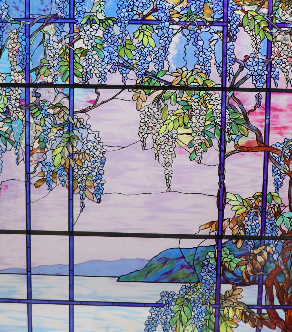 ルイス・C・ティファニー ヴィンテージ ステンドグラス 大型オイスターベイの風景