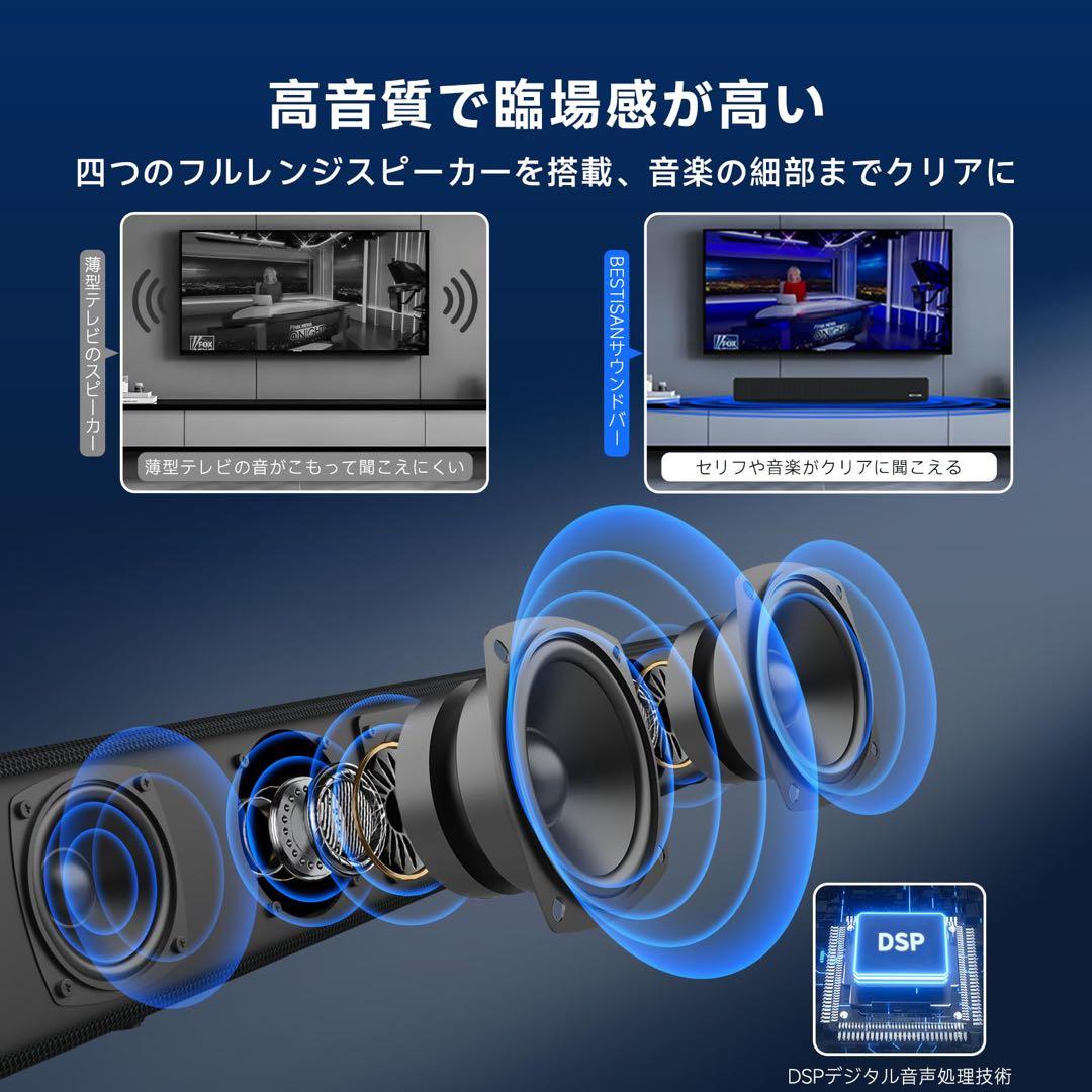 サウンドバー テレビ用スピーカー PC用　シアターバー フルレンジスピーカー