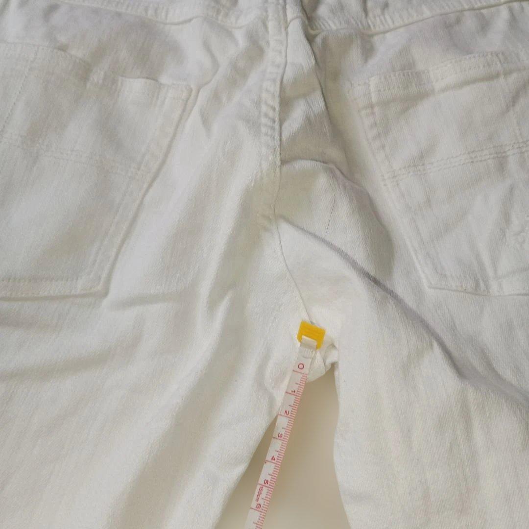 希少ホワイトスキニーデニム♪ウノピュー ダメージ加工♪刺繍ロゴ！ドローストリング