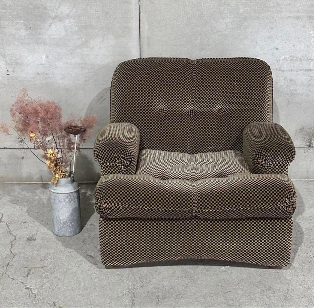 ✦70’s✦昭和レトロ 千鳥格子 1人掛ソファ｜昭和レトロ ミッドセンチュリー②