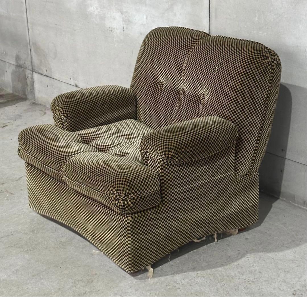 ✦70’s✦昭和レトロ 千鳥格子 1人掛ソファ｜昭和レトロ ミッドセンチュリー②