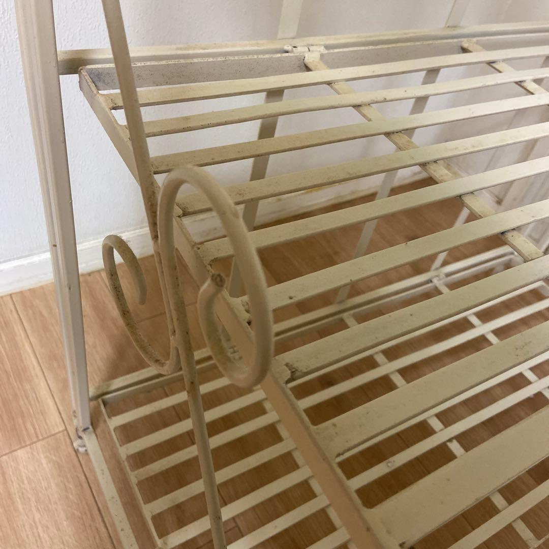 アイアンラック　オープンラック　4段　フェミニン　姫系　アイアンフレーム　白