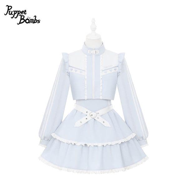 【PuppetBombs】レイヤード風フリルジャージワンピース