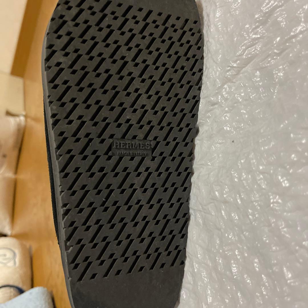 HERMES ☆美品☆ ブラック スエード ミュール スリッポン ゴー