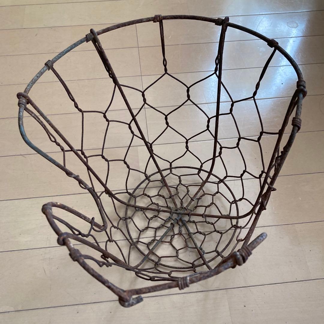 フランスアンティーク ワイヤー籠 鉄製