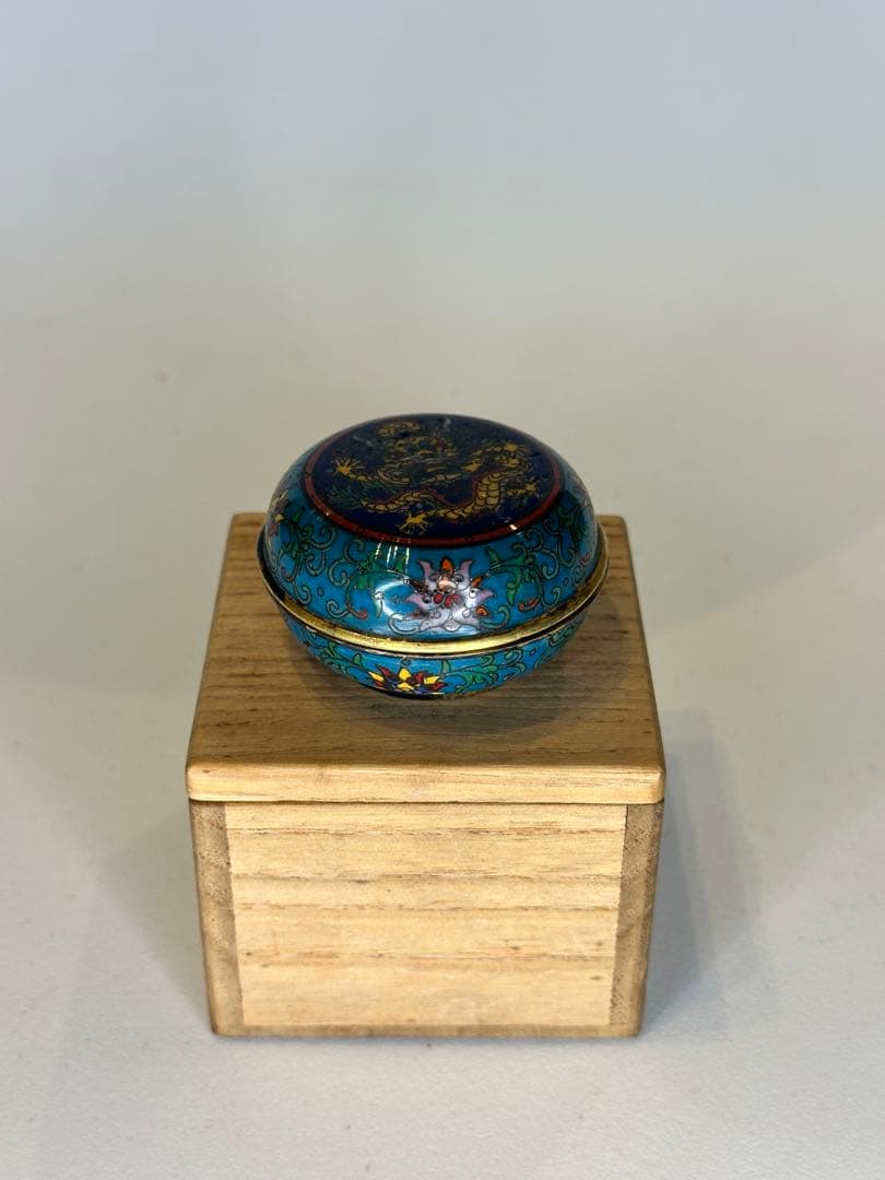 乾隆年製 香合 七宝焼 中国美術 骨董品 茶道具 共箱付