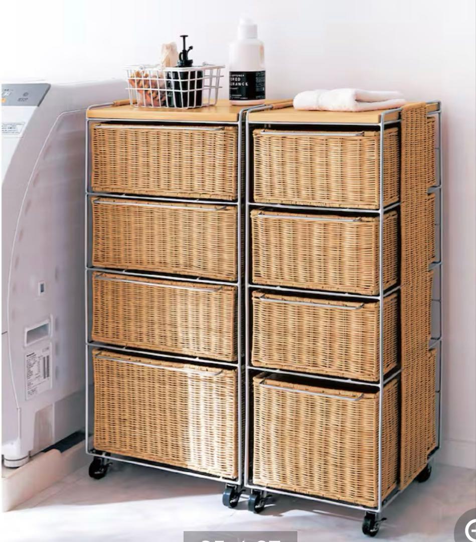 ベルメゾン　ラタンランドリーチェスト　ライトナチュラル B／３５