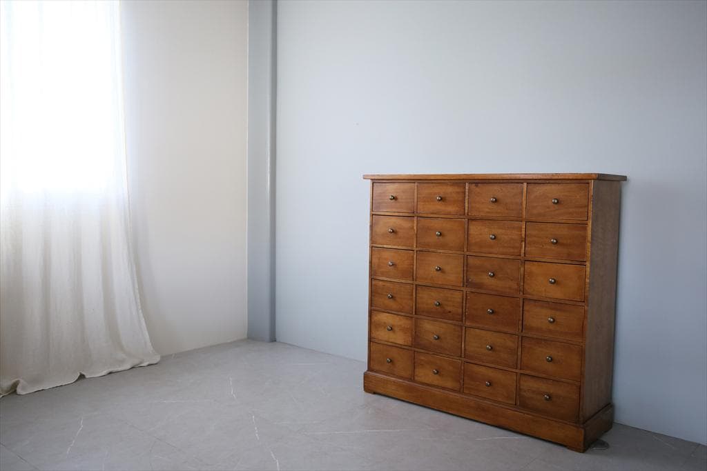 フランスアンティーク24杯ドロワーキャビネット/木製チェスト/タンス(86-85