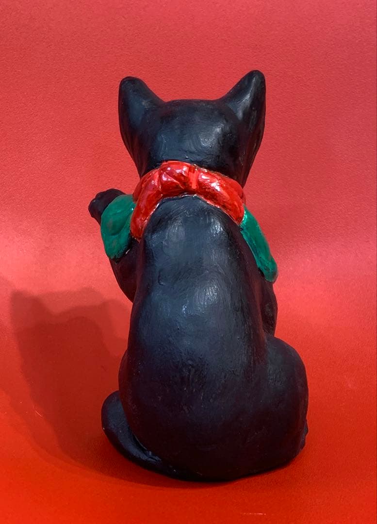 長浜人形　招き猫　黒　高さ15cm