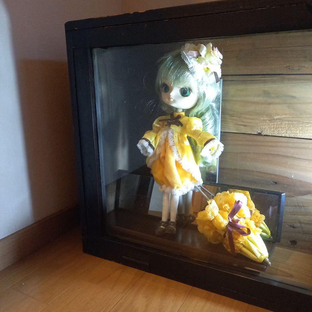 古い掛時計の収納木箱　レトロアンティーク　ガラス嵌め込み　レアな古道具骨董品