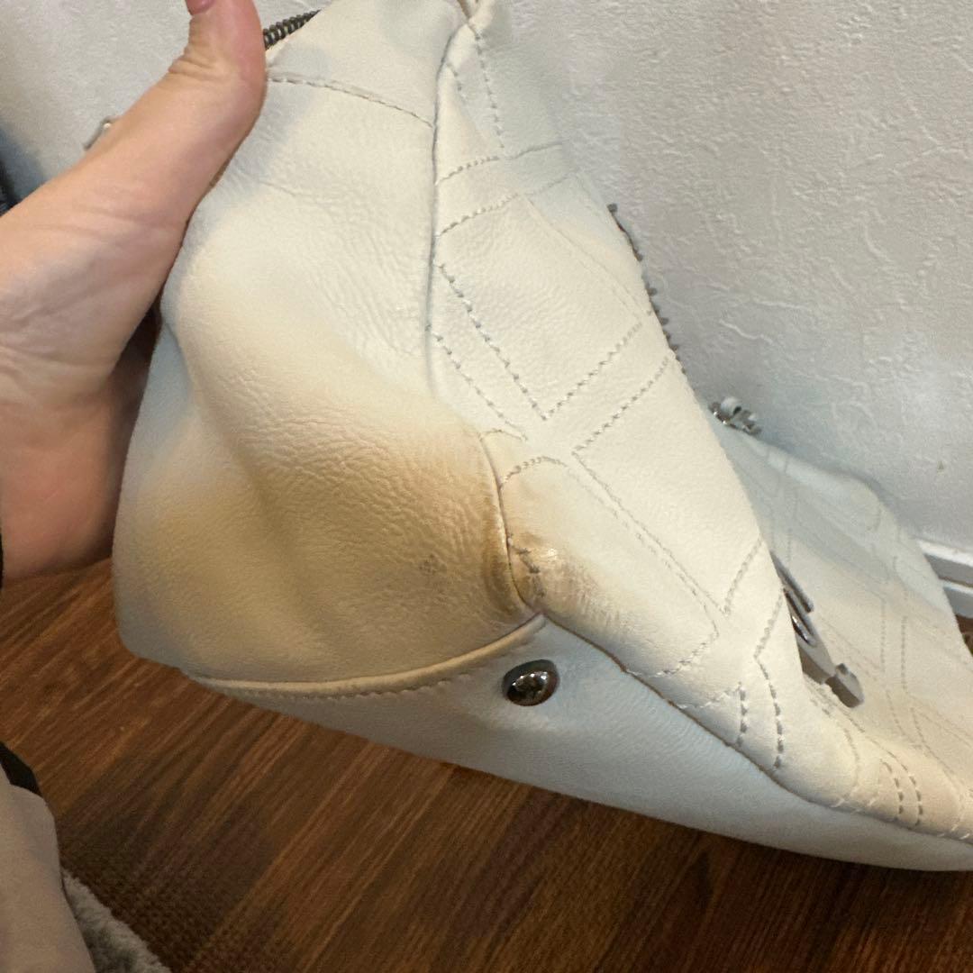 CHANEL ビッグロゴ　チェーン　ショルダー　トートバッグ　白　ココマーク