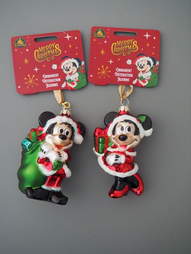ミッキー＆ミニー＆汽車　ガラスのオーナメント