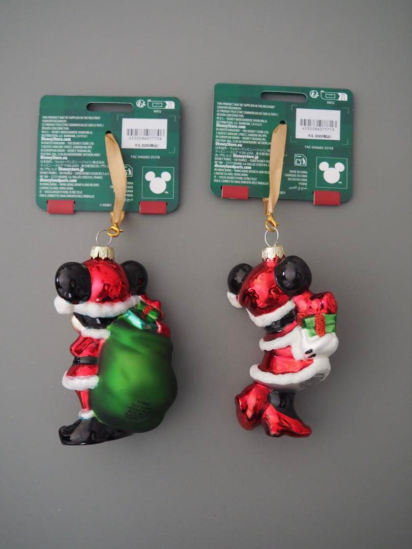 ミッキー＆ミニー＆汽車　ガラスのオーナメント