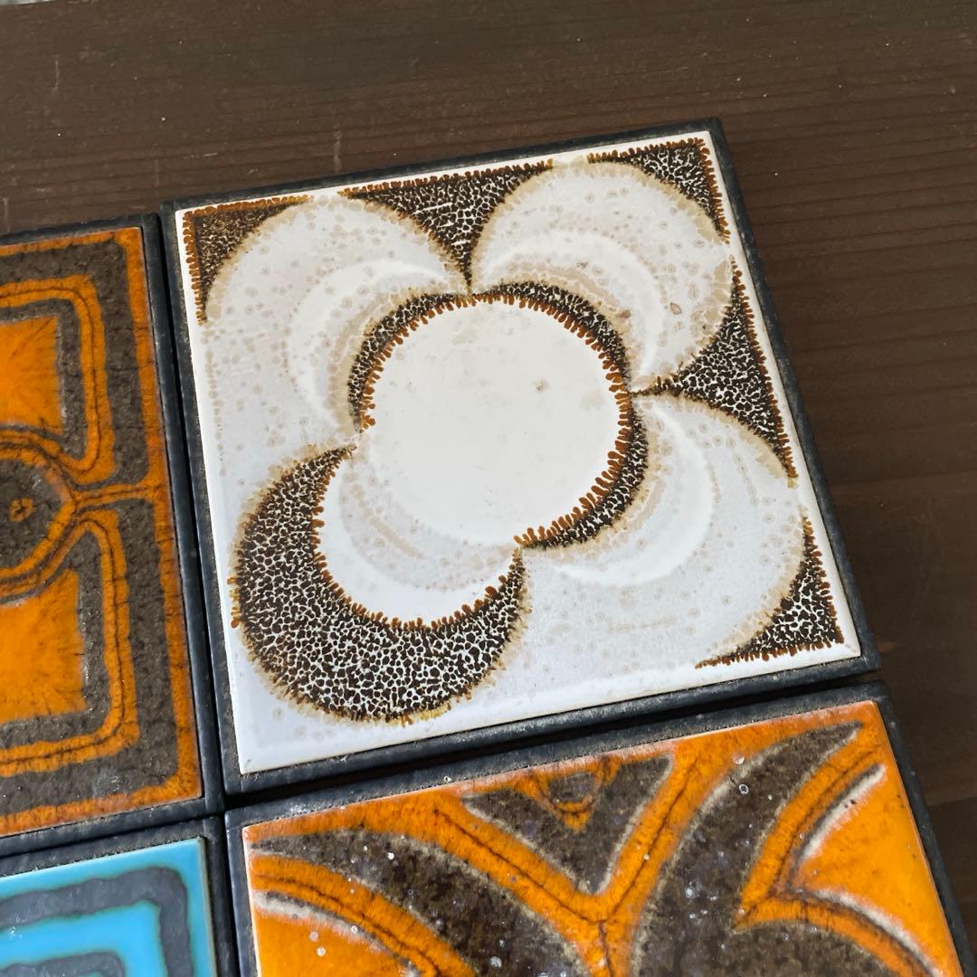 ドイツ ヴィンテージ アンティークタイルセット 4枚組