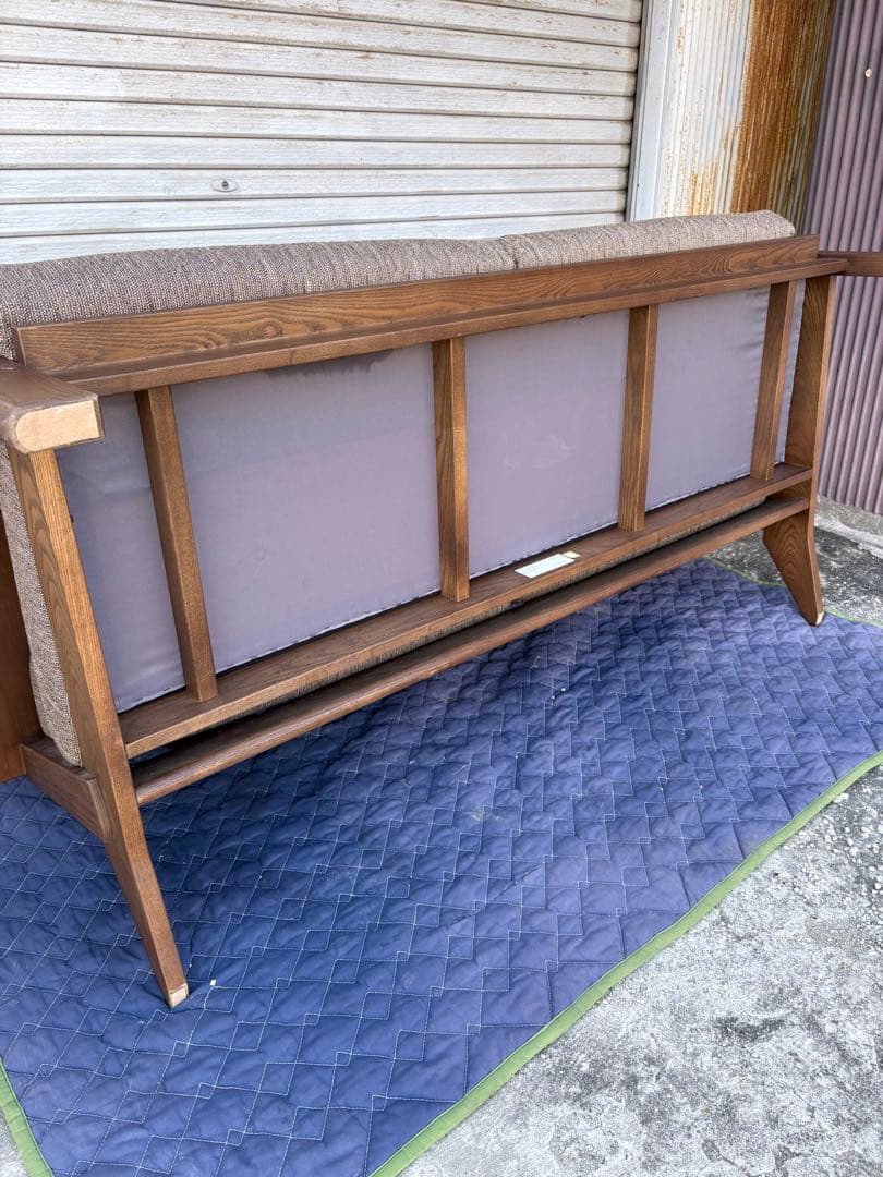 美品 ナガノインテリア 3Pソファ 天然木 LC048