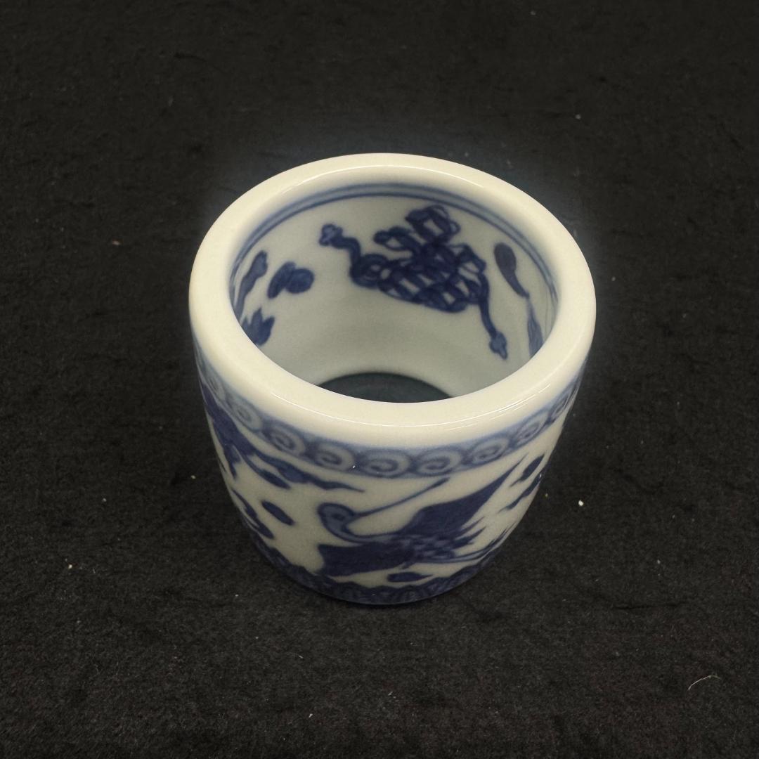 美品希少！真葛焼　真葛香斎造 祥瑞雲鶴図　染付皆具 茶道具 共箱