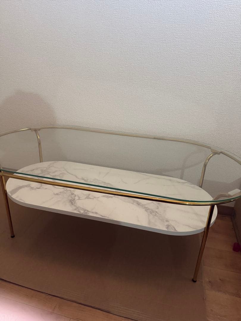 Francfranc レガートコーヒーテーブルLゴールド×マーブル （W950）