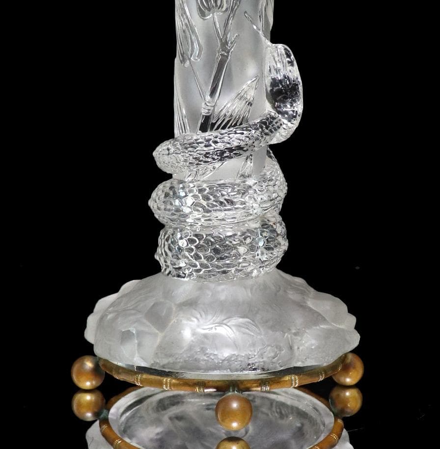 オールド・バカラ 1878年頃 ジャポニスム 花瓶 蛇と昆虫 ブロンズ装飾