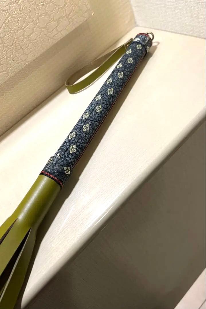 バラ鞭 和風◆本革/い草 /カーキ◆80㎝ ム/【残り1本】