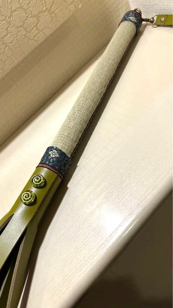 バラ鞭 和風◆本革/い草 /カーキ◆80㎝ ム/【残り1本】