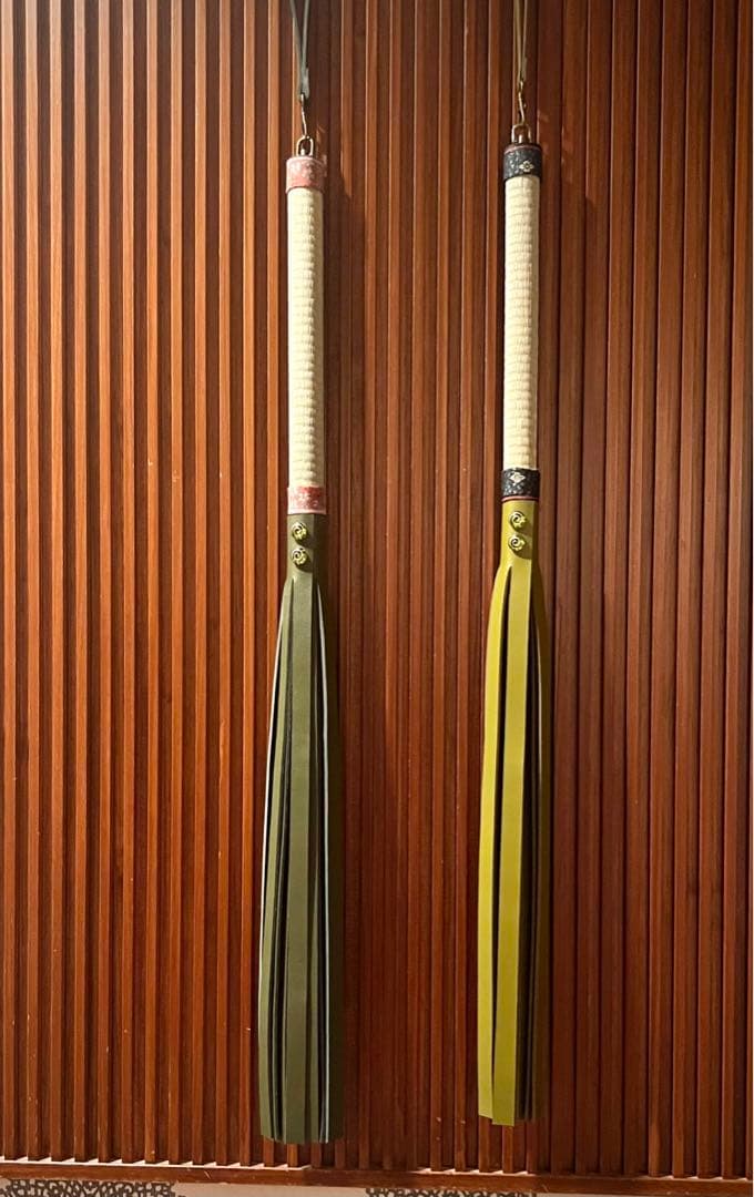 バラ鞭 和風◆本革/い草 /カーキ◆80㎝ ム/【残り1本】