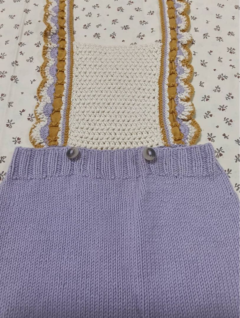 Misha&puff ラベンダー かぎ編みロンパース 3-4y