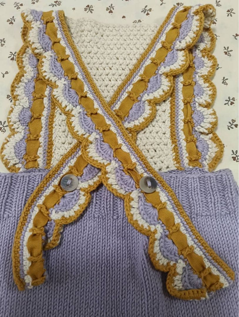 Misha&puff ラベンダー かぎ編みロンパース 3-4y