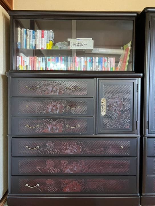 鎌倉彫 和箪笥 高級 芸術品 タンス アンティーク ①のみ