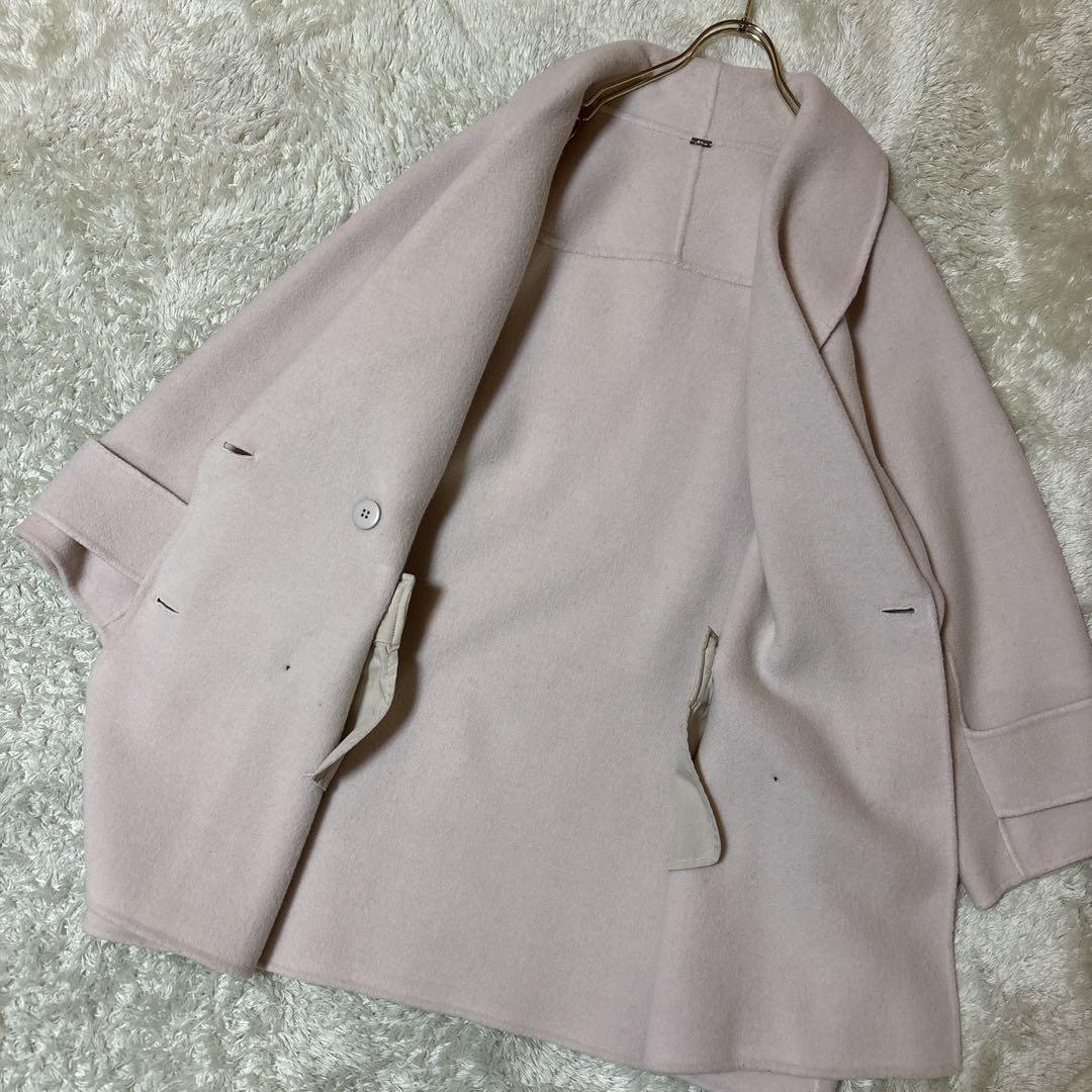 美品＊ミラオーウェン　接結ハーフ丈　ピーコート　ピンク　ゆったり　オーバーサイズ