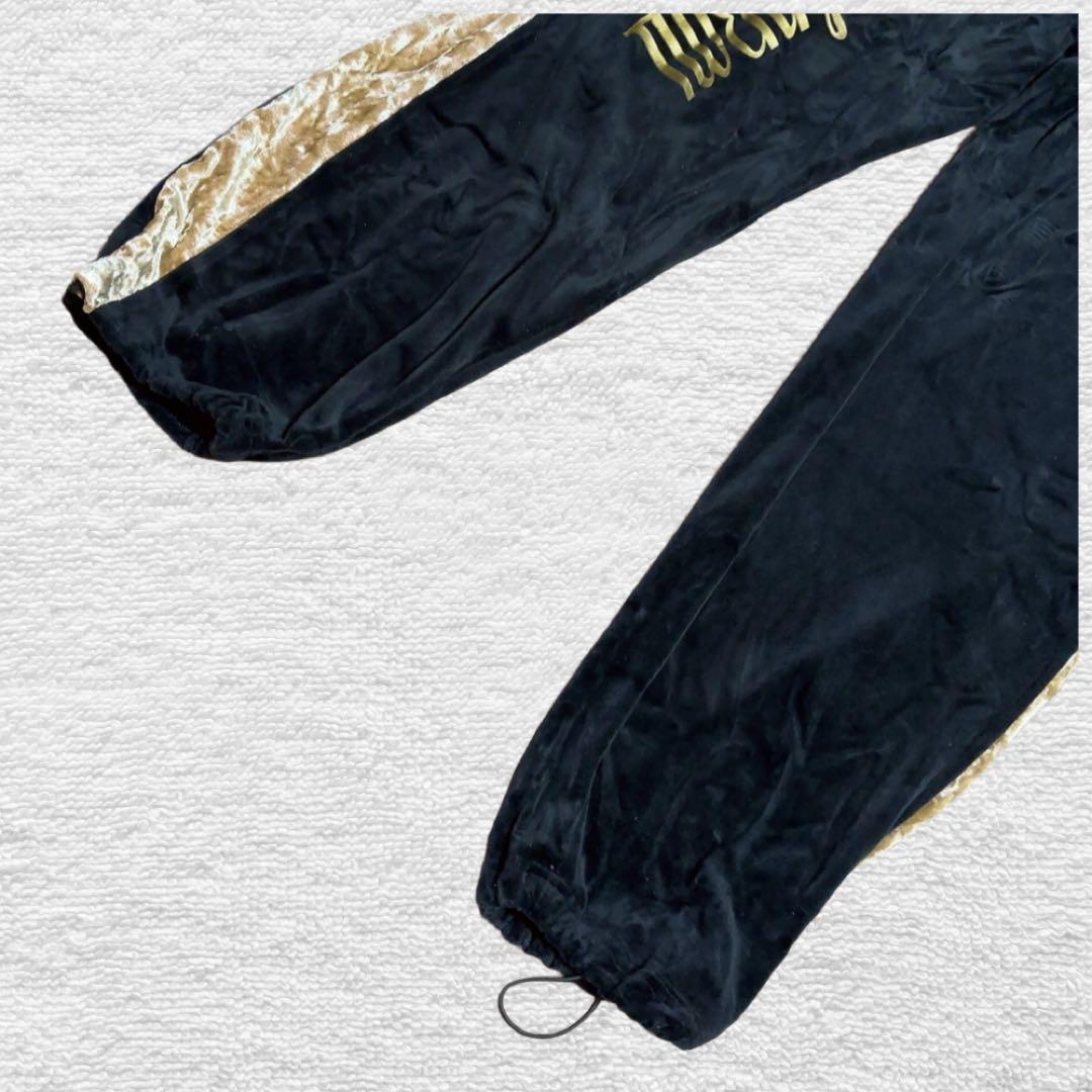 レア✨24カラッツ ベロア ジャージ セットアップ ブラック × ゴールド XL