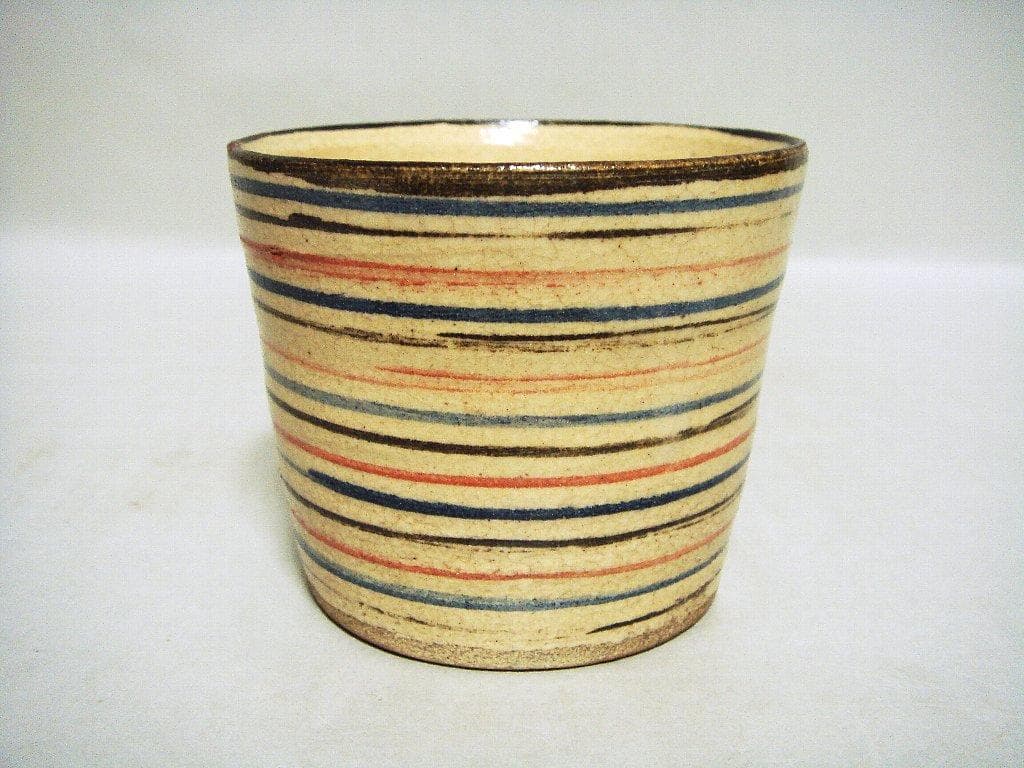 925『麦わら 輪線紋 蕎麦猪口』　/骨董品 古美術 アンティーク 古玩