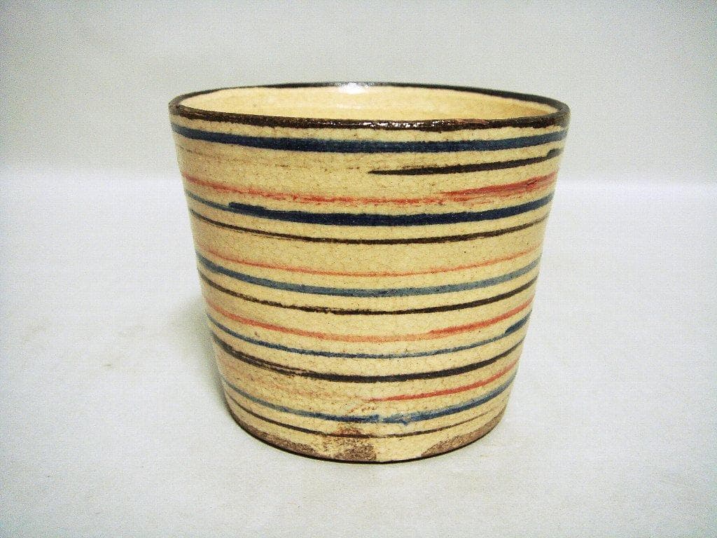 925『麦わら 輪線紋 蕎麦猪口』　/骨董品 古美術 アンティーク 古玩