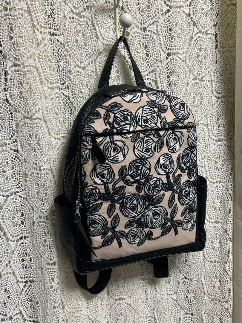 5909A ミナペルホネンハーフハンドメイドリュック　 rosy ピンクベージュ