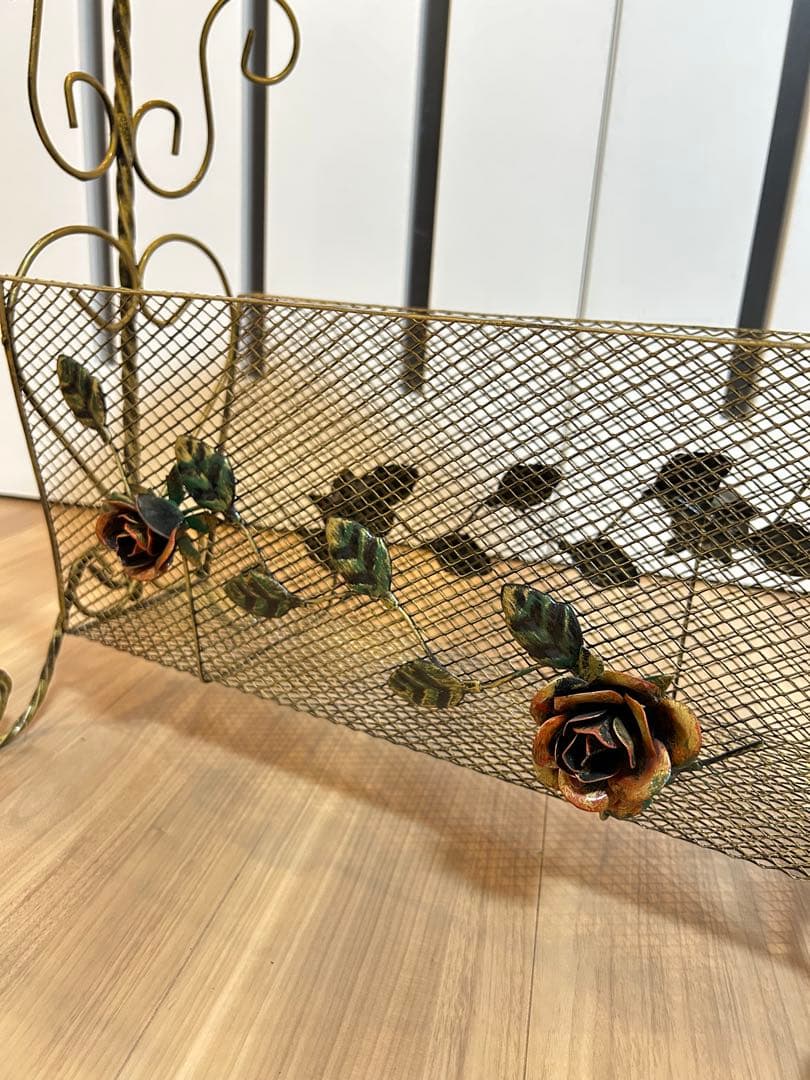 【値引き中】ガラス天板サイドテーブル アンティーク調マガジンラック 送料無料