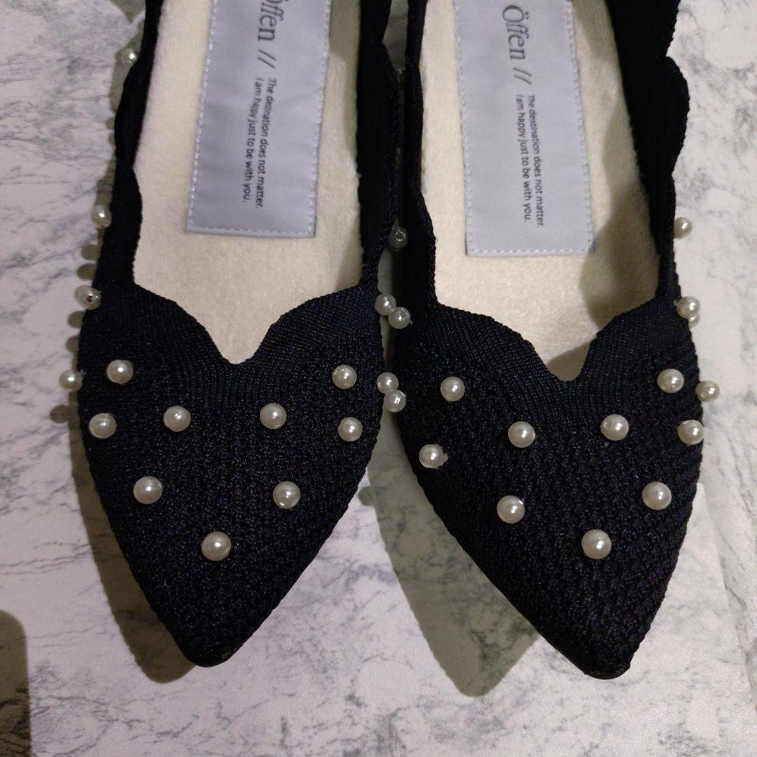 【offen】美品パールフラットシューズ37