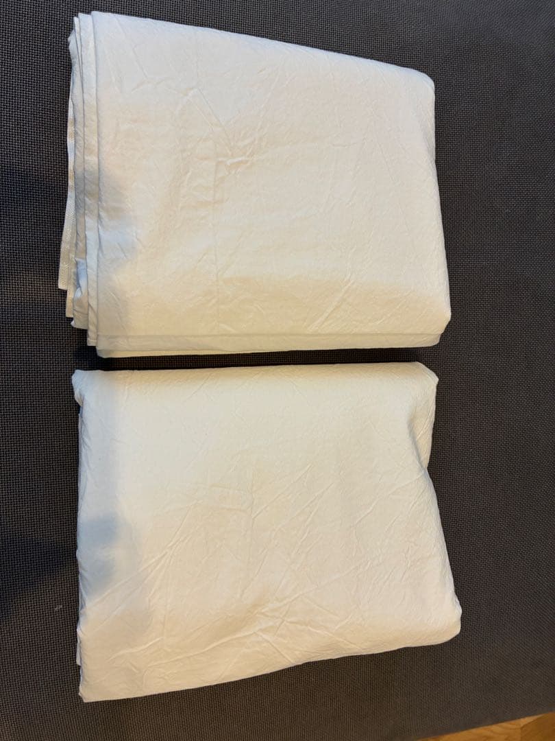 無印　綿洗いざらし平織りノンプリーツカーテン　オフ白　２枚セット