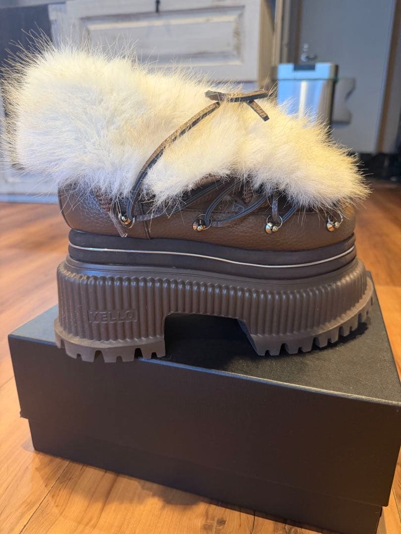 yelloLizi Platform Short Boots ブラウン