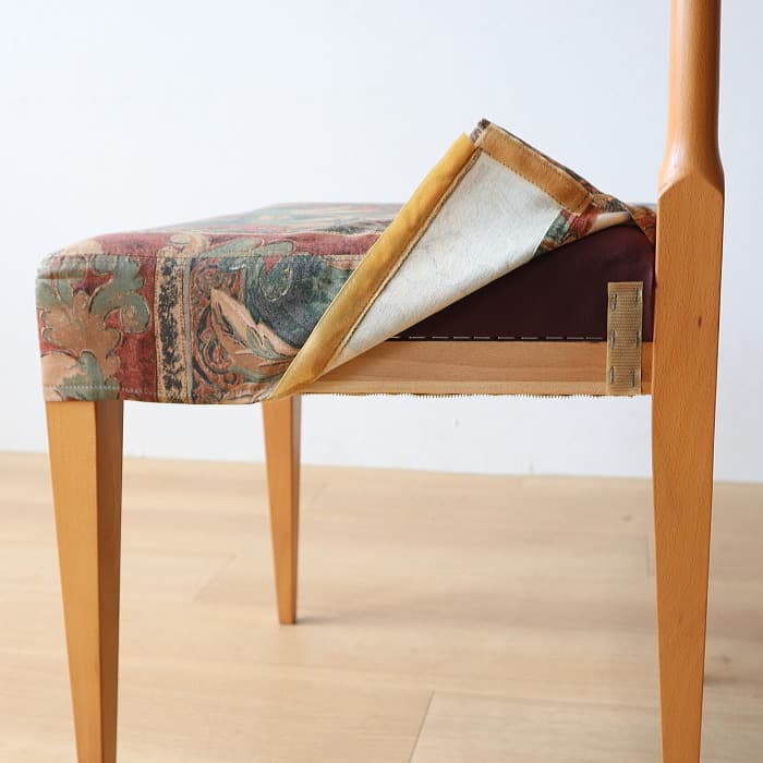 ヴィンテージ 飛騨産業 肘付イス 古家具 無垢材 ブナ材 カバーリング①