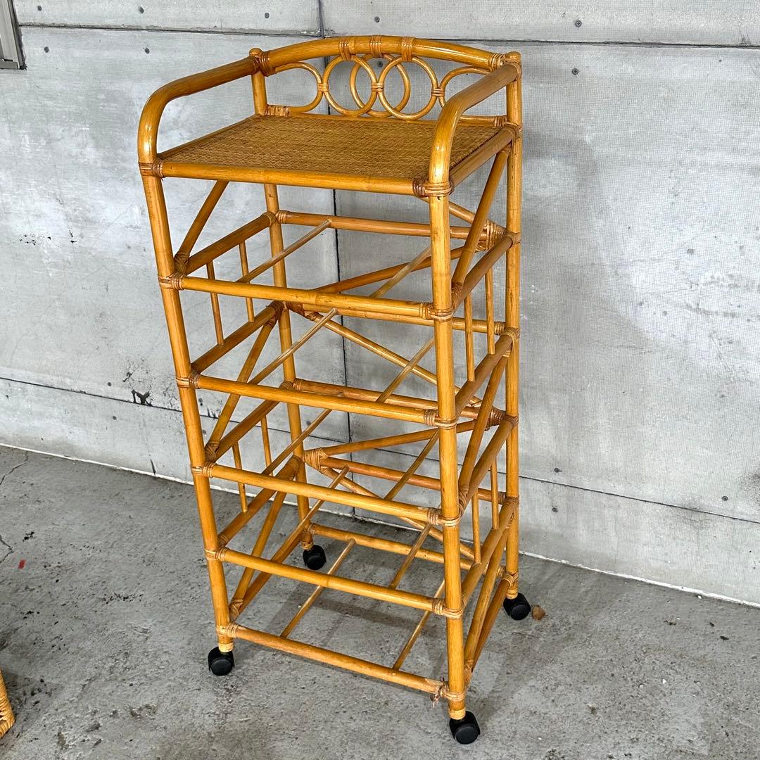 ⭐️即決価格⭐️ラタン 籐家具 5段チェスト　ランドリーラック キャスター付