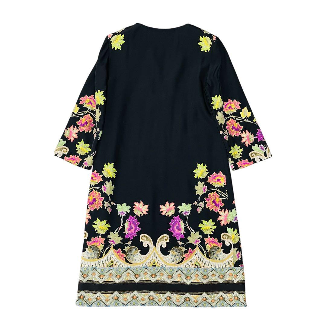 新品同様♡希少42サイズ✨エトロ　ETRO シルク 花柄　ワンピース ブラック