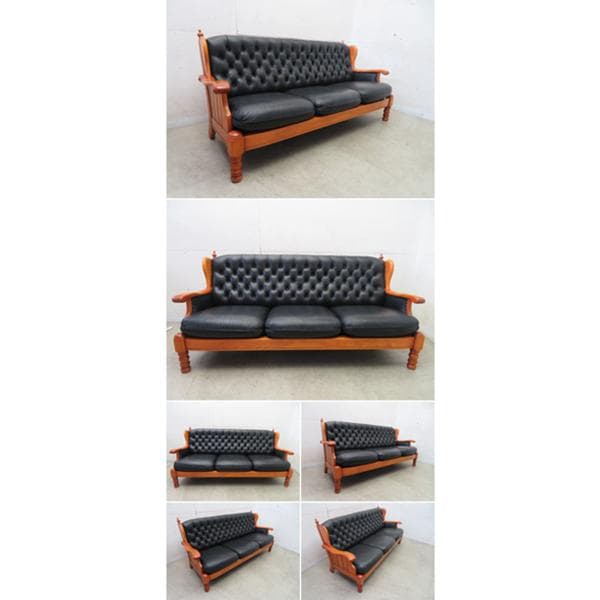 美品■横浜ダニエル■A522■130万■レオナ■3人掛けソファ■本革■樺桜無垢材