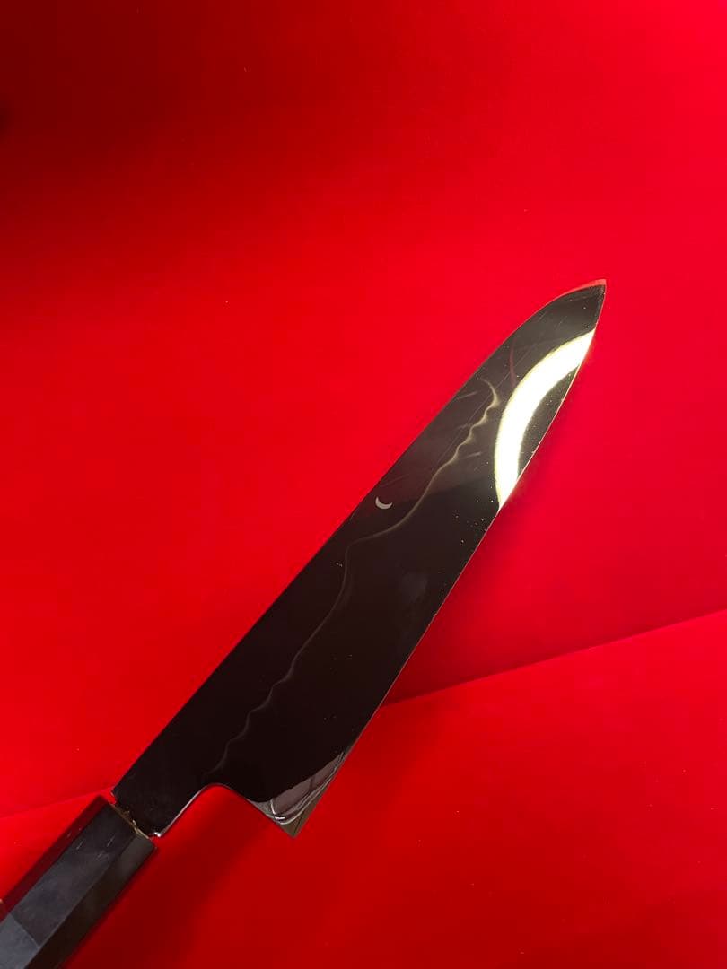 No.01387 包丁　牛刀　本焼　富士山波紋残月波紋　スウェーデン鋼k120