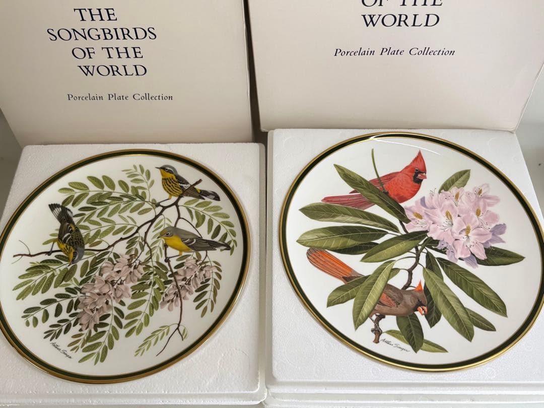 T13 フランクリン•ポーセリン「世界の鳴鳥」シリーズプレート皿 10枚 中古品