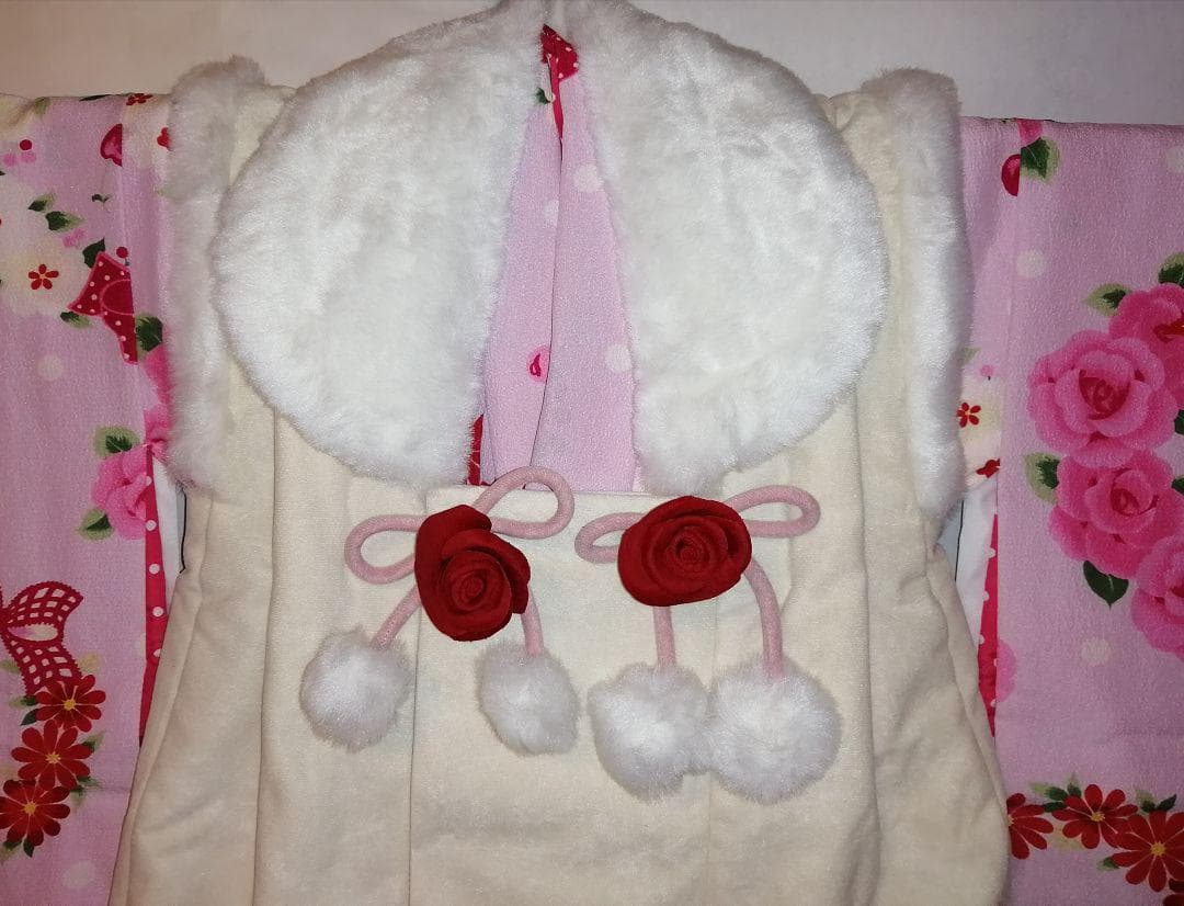 松田聖子ブランド 七五三 3歳.着物.被布.女の子セット巾着 髪飾り 草履付3⑨